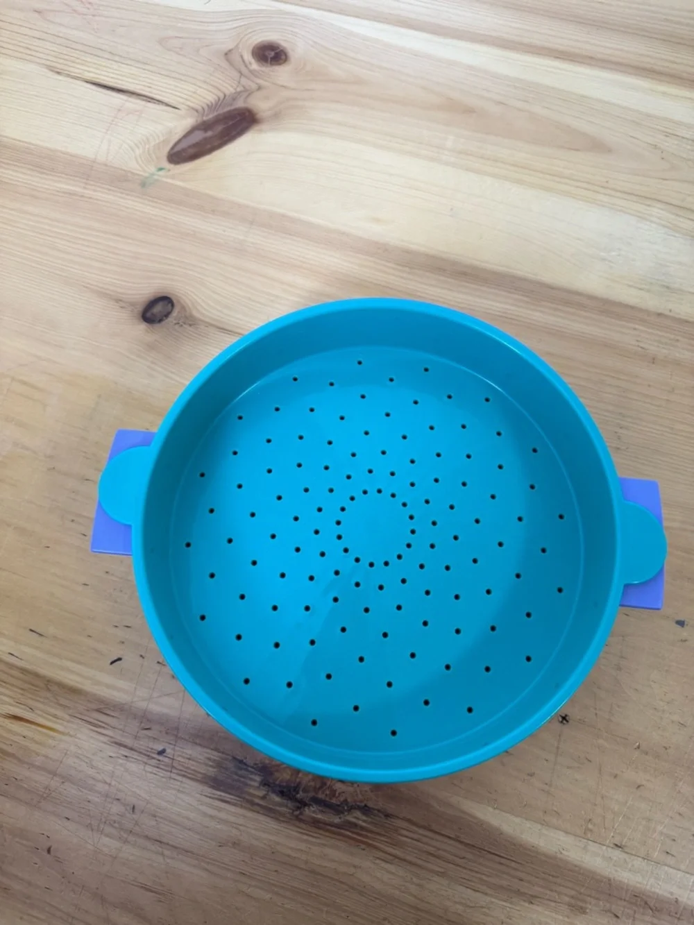 Vintage Tupperware Microsteamer Large 3-Piece Set Periwinkle Turquoise & White‎